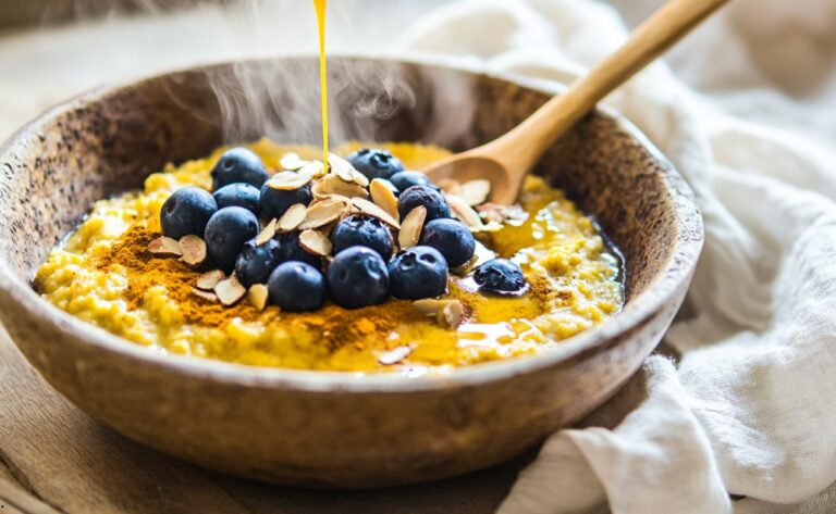 Terci Anti-Inflamator cu Ovăz, Turmeric, Unt de Migdale și Afine