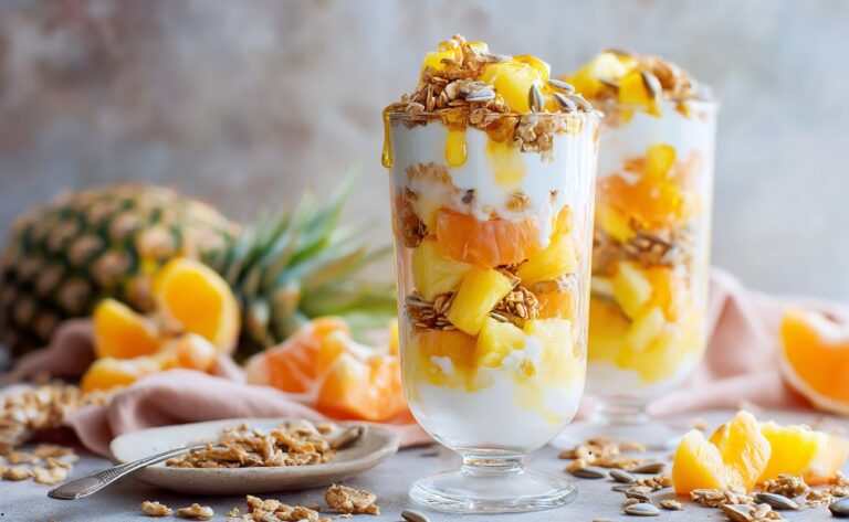 Parfait cu Ananas, Papaya și Iaurt
