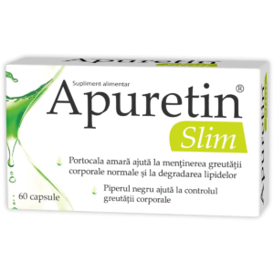 Cutie Apuretin Slim 60 capsule Zdrovit cu extracte vegetale pentru drenaj, siluetă și eliminarea apei din organism