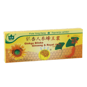 Ginkgo Biloba, Ginseng si Royal Jelly, 10 fiole, Yongkang International