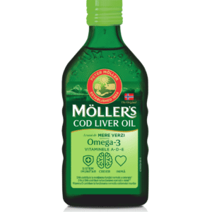 Ulei din ficat de cod cu aroma de mere verzi, 250ml, Moller's
