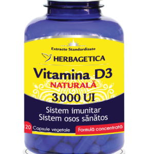 Vitamina D3 Naturala 3000 UI, 120 capsule vegetale, Herbagetica