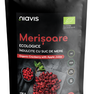 Merisoare ecologice indulcite cu suc de mere, 125g, Niavis