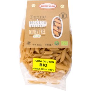 Paste penne din orez brun Bio, 250g, Dalla Costa