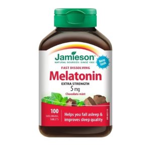 Flacon Jamieson cu 100 tablete sublinguale Melatonina 5mg, pentru somn natural și odihnitor