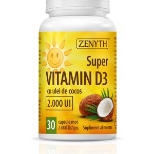 Super Vitamina D3 cu ulei de cocos, 30 capsule, Zenyth