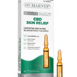 CBD Skin Relief cu canabidiol + apa de hamamelis + vitamina c stabilizata + vitamina B3, 7 fiole, Marnys