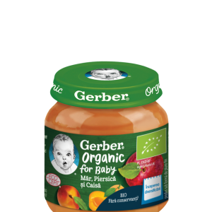 Piure Bio din mar cu piersica si caisa de la 4 luni, 125g, Gerber