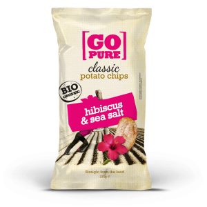 Chipsuri de cartofi cu hibiscus si sare de mare fara gluten Bio, 125g, Go Pure