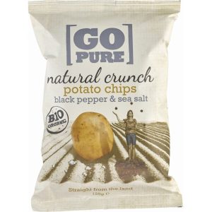 Chipsuri de cartofi cu sare si piper coapte manual fara gluten Bio, 125g, Go Pure