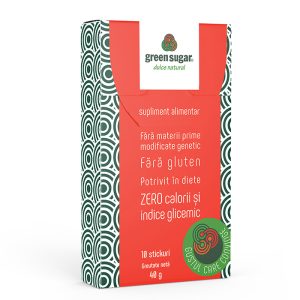 Indulcitor pulbere Green Sugar, 10 sticks, Laboratoarele Remedia