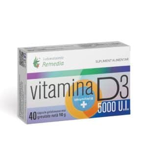 Vitamina D3 5000 UI, 40 capsule moi, Laboratoarele Remedia