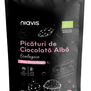 Picaturi de ciocolata alba ecologice, 125g, Niavis
