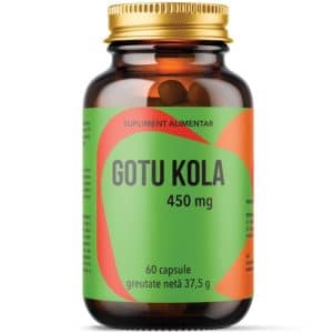 Flacon Gotu Kola 450 mg 60 capsule Laboratoarele Remedia cu extract Centellin pentru circulație, memorie și digestie