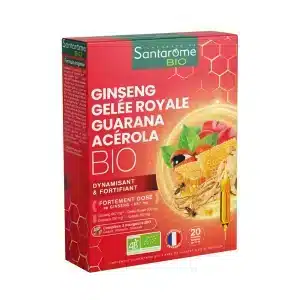 Ginseng Gelee Royale Guarana Acerola Bio, 20 fiole, Santarome