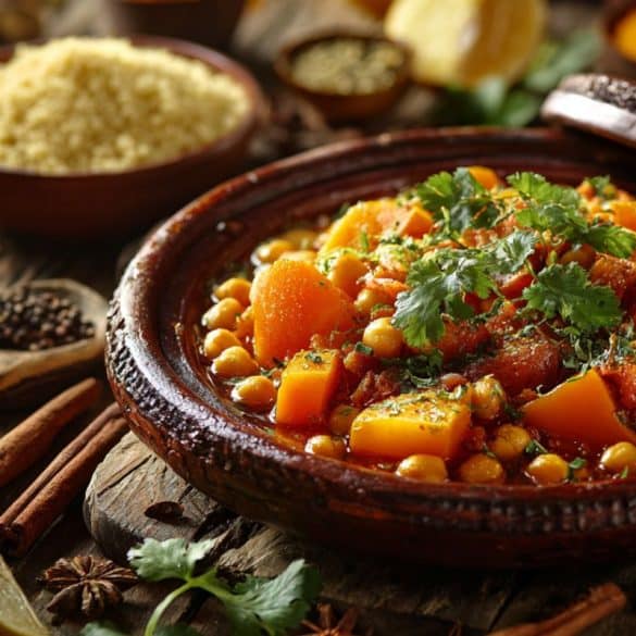 Tajine cu Cartof Dulce, Năut și Stafide Aurii