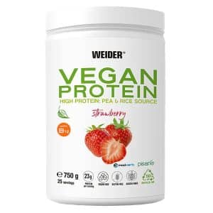 Pudra proteica vegana cu aroma de Strawberry Vegan Protein, 750g, Weider