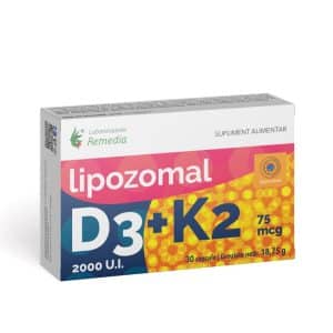 Lipozomal D3 2000 U.I. + K2 75mg, 30 capsule, Laboratoarele Remedia
