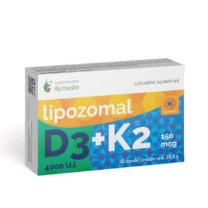 Lipozomal D3 4000 U.I. + K2 150mg, 30 capsule, Laboratoarele Remedia