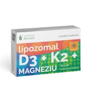 D3 + K2 + Magneziu Lipozomal, 30 capsule, Laboratoarele Remedia