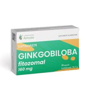 Ginkgo biloba fitozomal Ginkorem 160mg, 30 capsule, Laboratoarele Remedia