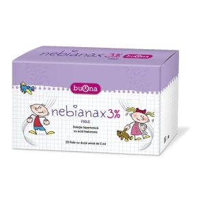 Fiole cu solutie salina hipertonica 3%, 20 fiole*5ml, Nebianax