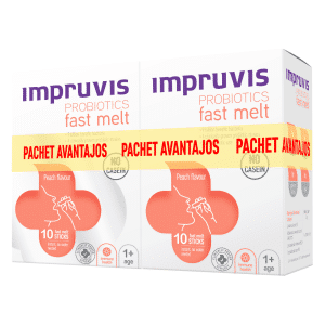 Pachet Impruvis Probiotic Fast Melt cu aroma de piersica, 2*10 plicuri, Impruvis