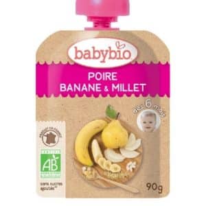 Piure de pere cu banane si mei, 90g, BabyBio