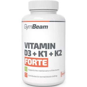 GymBeam Vitamin D3 + K1 + K2 Forte capsule pentru susținerea sistemului imunitar și a sănătății dinților