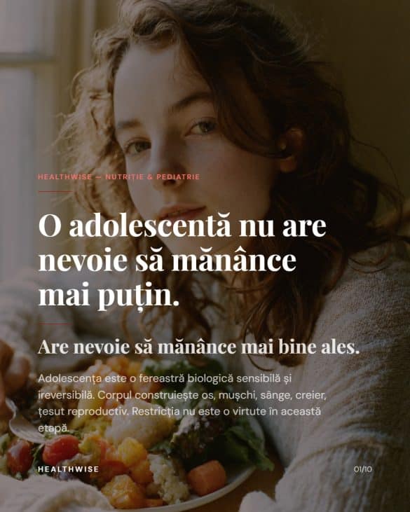 Alimentația la adolescente: etapă de construcție biologică, nu de restricție calorică — material vizual Healthwise