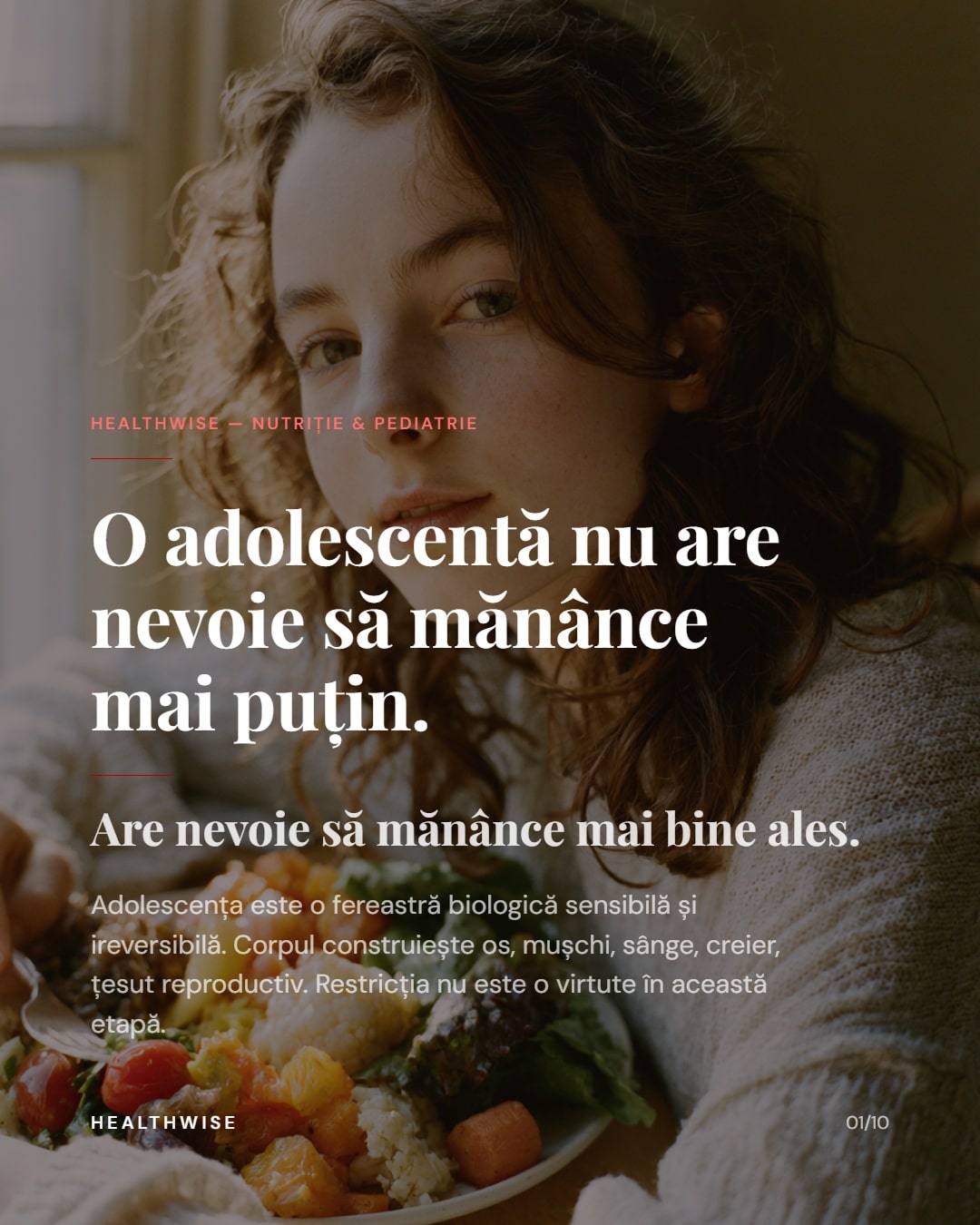 Alimentația la adolescente: etapă de construcție biologică, nu de restricție calorică — material vizual Healthwise