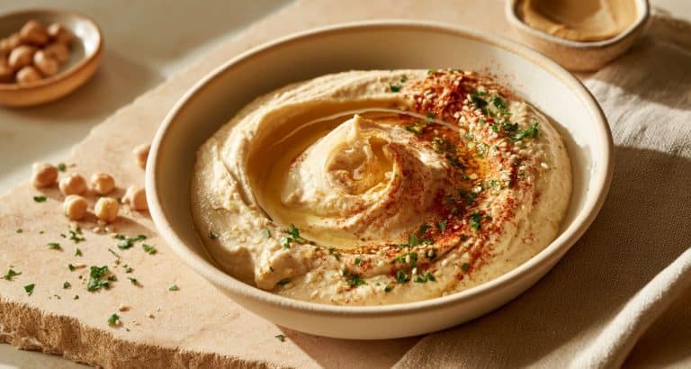 Hummus de năut cu tahini și ulei de măsline