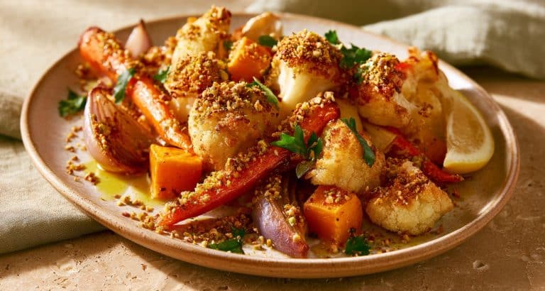 Legume la cuptor cu dukkah de fistic